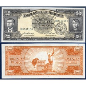 Philippines Pick N°137d, Billet de banque de 20 Pesos 1949