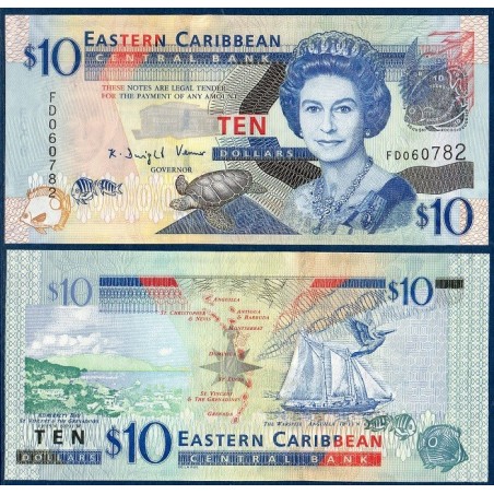 Caraïbes de l'est Pick N°48 Billet de banque de 10 dollars 2008