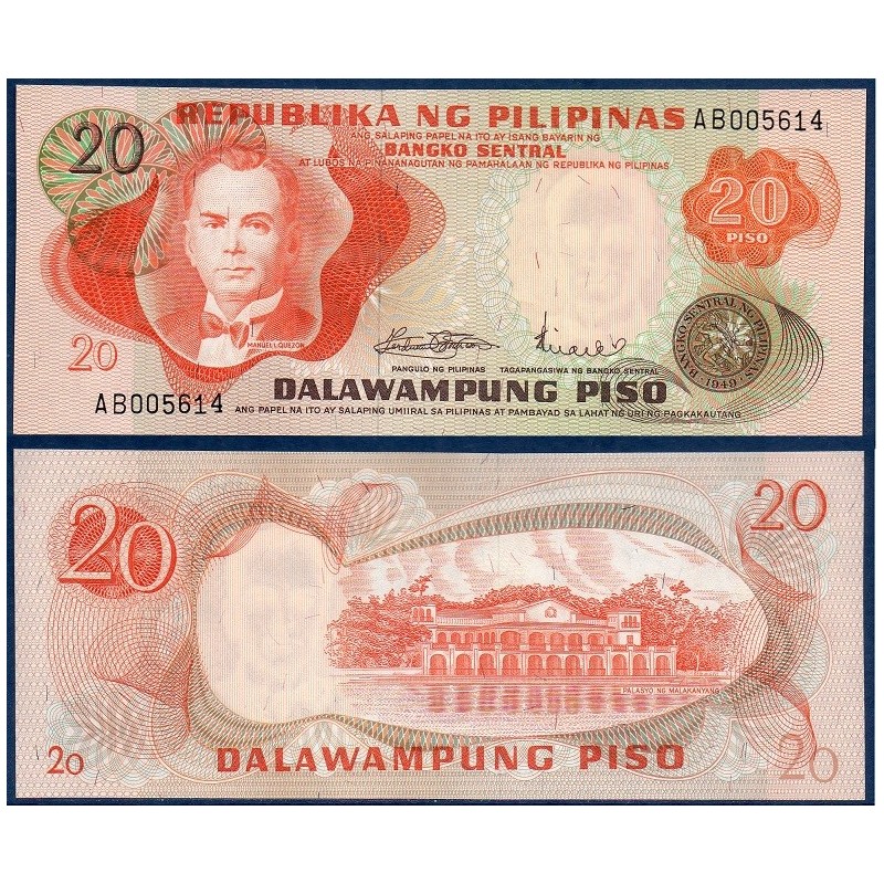 Philippines Pick N°150a, Billet de banque de 20 Piso 1970
