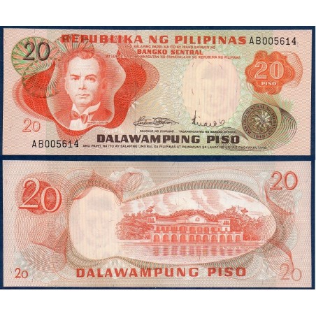 Philippines Pick N°150a, Billet de banque de 20 Piso 1970