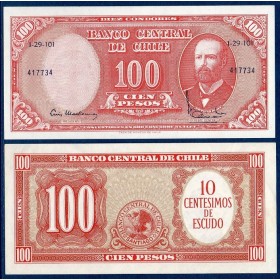 Chili P.127a, neuf Billet de 10 centesimos 1960-1961 Arturo Prat