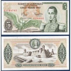 Colombie Pick N°406, Billet de banque de 5 Pesos oro 1961-1981