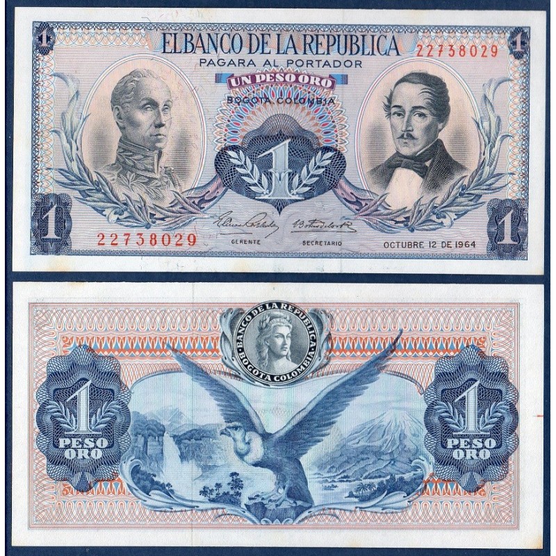 Colombie Pick N°404b, Billet de banque de 1 Peso oro 1961-1964