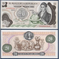 Colombie Pick N°409d, Billet de banque de 20 Pesos oro 1979-1983