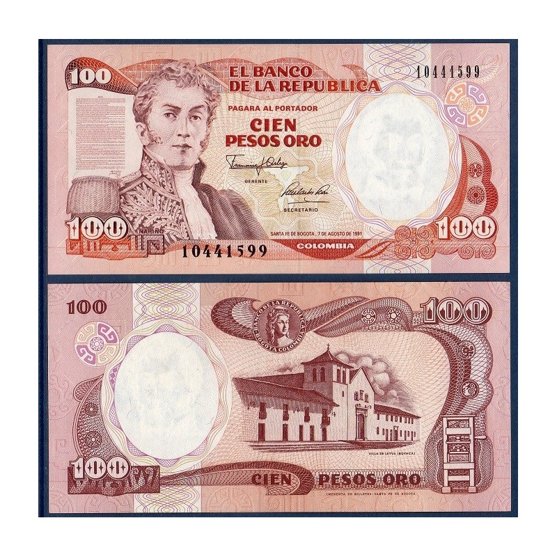 Colombie Pick N°426A, Billet de banque de 100 Pesos oro 1991
