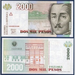 Colombie Pick N°451, Billet de banque de 2000 Pesos 2001-2005