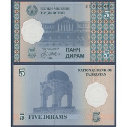 Tadjikistan Pick N°11a, Billet de banque de 5 Dirams 1999-2000