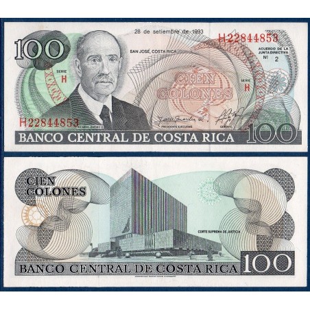 Costa Rica Pick N°261a, Billet de banque de 100 colones 1993