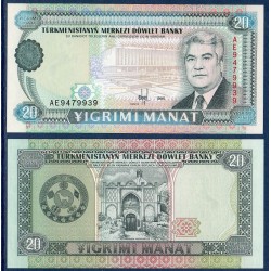 Turkménistan Pick N°4b, Billet de banque de banque de 20 Manat 1995
