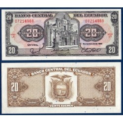 Equateur Pick N°121A, Billet de banque de 20 Sucres 1986-1988