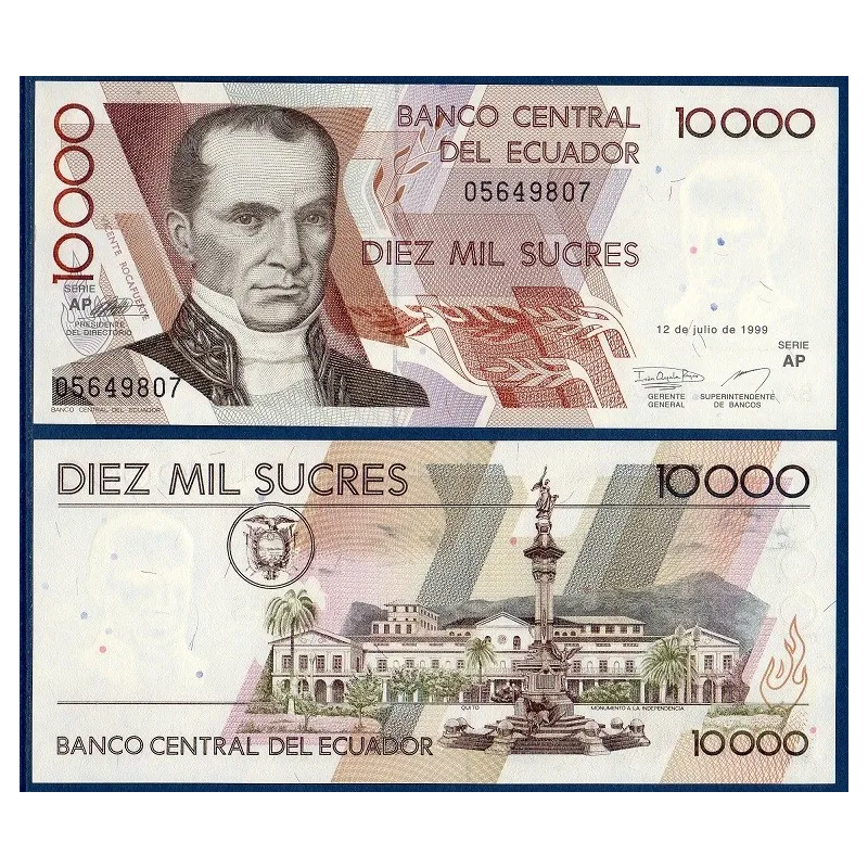 Equateur Pick N°127e, Billet de banque de 10000 Sucres 1998-1999