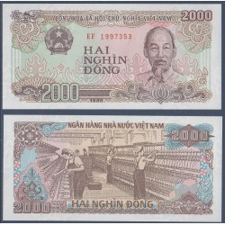 Viet-Nam Nord Pick N°107a, Billet de banque de 2000 dong 1988-1989