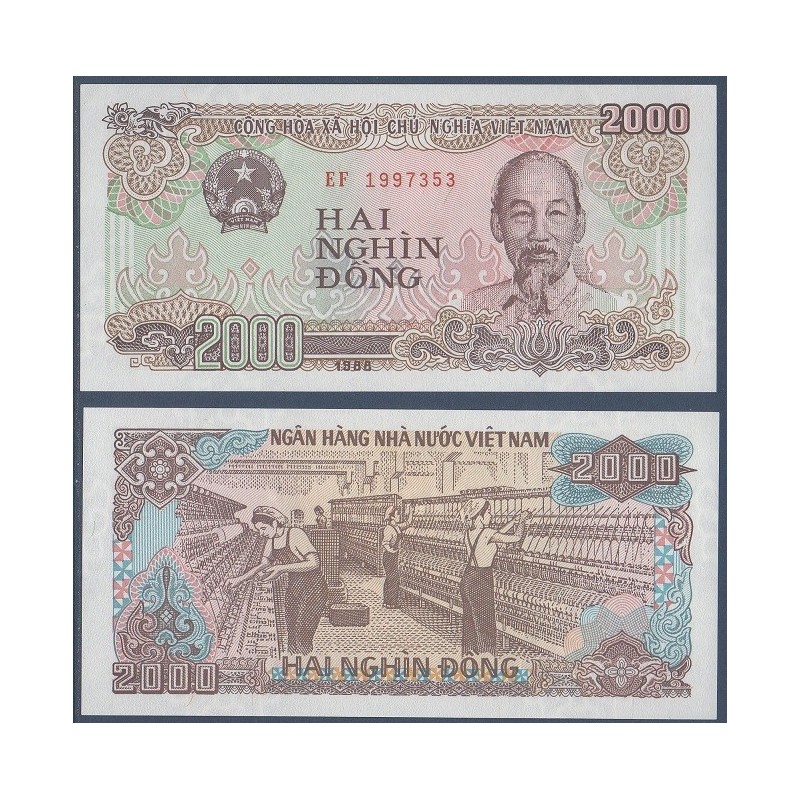 Viet-Nam Nord Pick N°107a, Billet de banque de 2000 dong 1988-1989