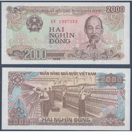 Viet-Nam Nord Pick N°107a, Billet de banque de 2000 dong 1988-1989