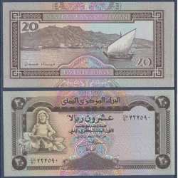 Yemen Pick N°25, Billet de banque de banque de 20 Rials 1990