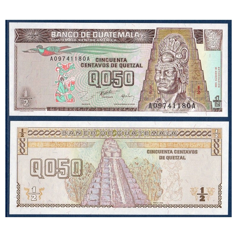 Guatemala Pick N°96, Billet de banque de 0.5 Quetzal 1996