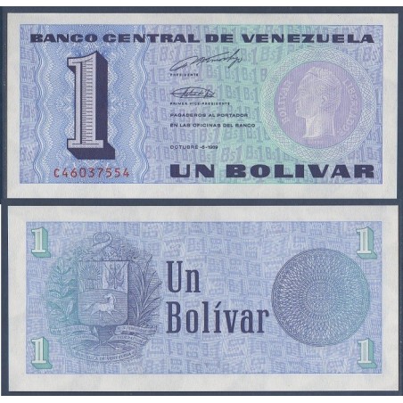 Venezuela Pick N°68, Billet de banque de 1 Bolivar 1989