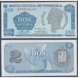 Venezuela Pick N°69, Billet de banque de 2 Bolivares 1989