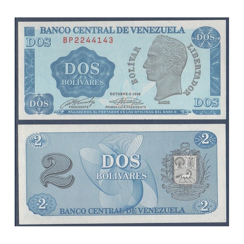 Venezuela Pick N°69, Billet de banque de 2 Bolivares 1989