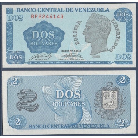 Venezuela Pick N°69, Billet de banque de 2 Bolivares 1989