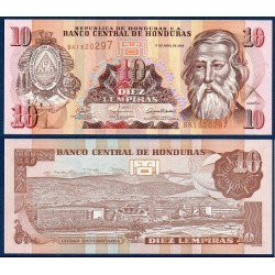 Honduras Pick N°82, Billet de banque de 10 Lempiras 1998-2008