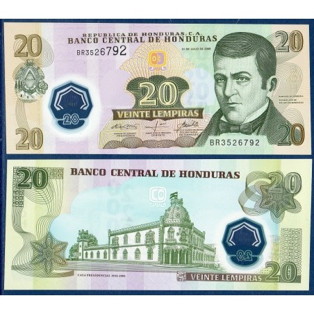 Honduras Pick N°95, Billet de banque de 20 Lempiras 2008