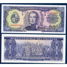 Uruguay Pick N°46a, Billet de banque de 50 Pesos 1967