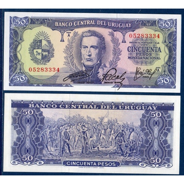 Uruguay Pick N°46a, Billet de banque de 50 Pesos 1967