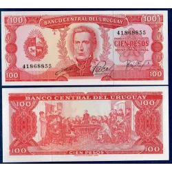 Uruguay Pick N°47a, Billet de banque de 100 Pesos 1967