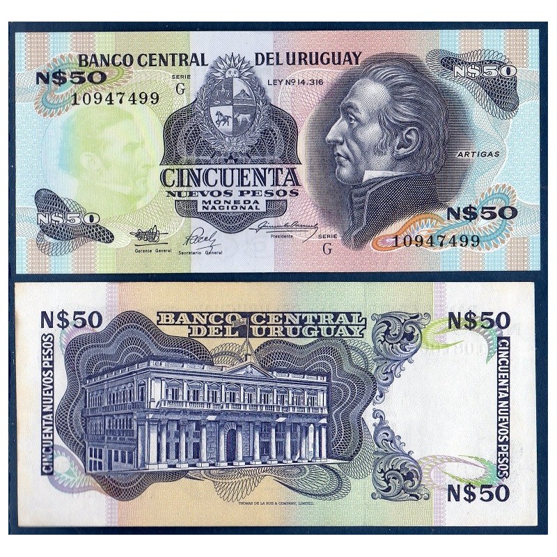 Uruguay Pick N°61A, Billet de banque de 50 Nv Pesos 1988-1989