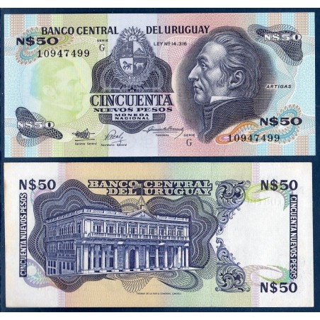 Uruguay Pick N°61A, Billet de banque de 50 Nv Pesos 1988-1989