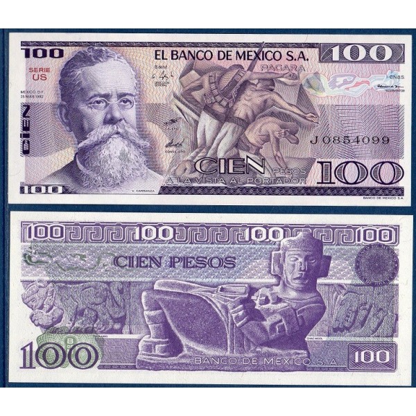 Mexique Pick N°74c, Billet de Banque de 100 pesos 1982