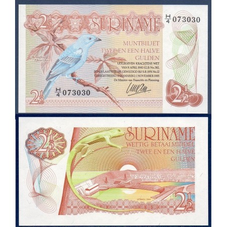 Suriname Pick N°119a, Billet de banque de 2 1/2 Gulden 1985