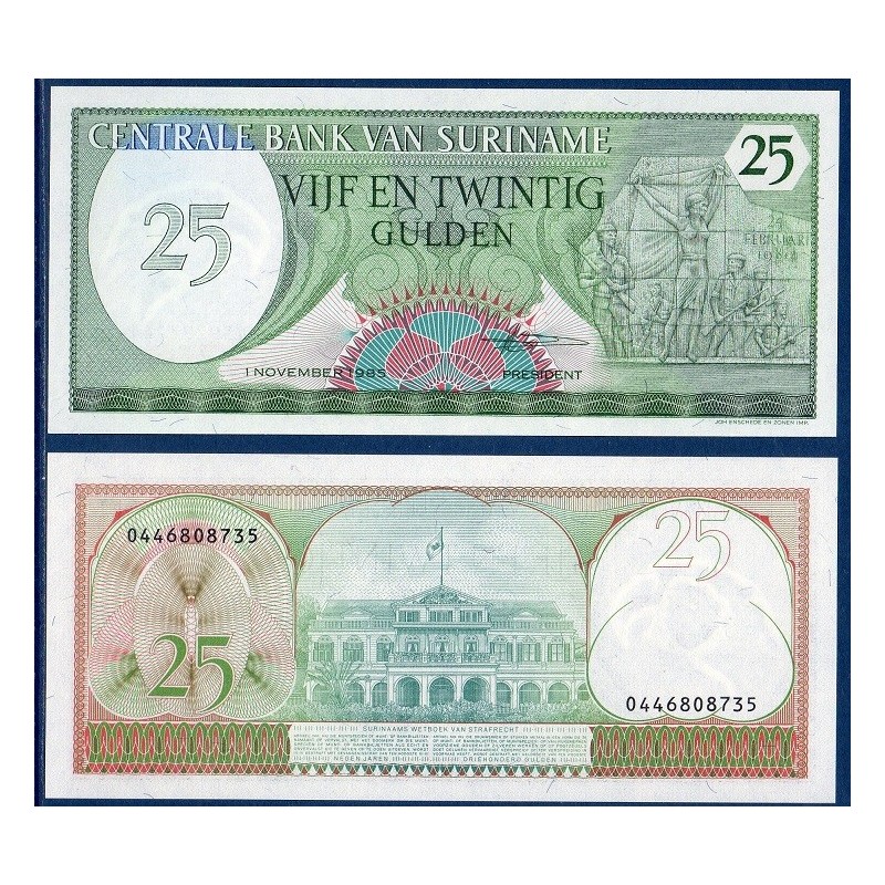 Suriname Pick N°127b, Billet de banque de 25 Gulden 1985