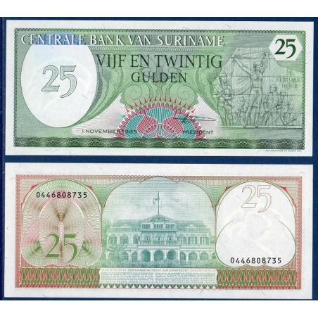 Suriname Pick N°127b, Billet de banque de 25 Gulden 1985