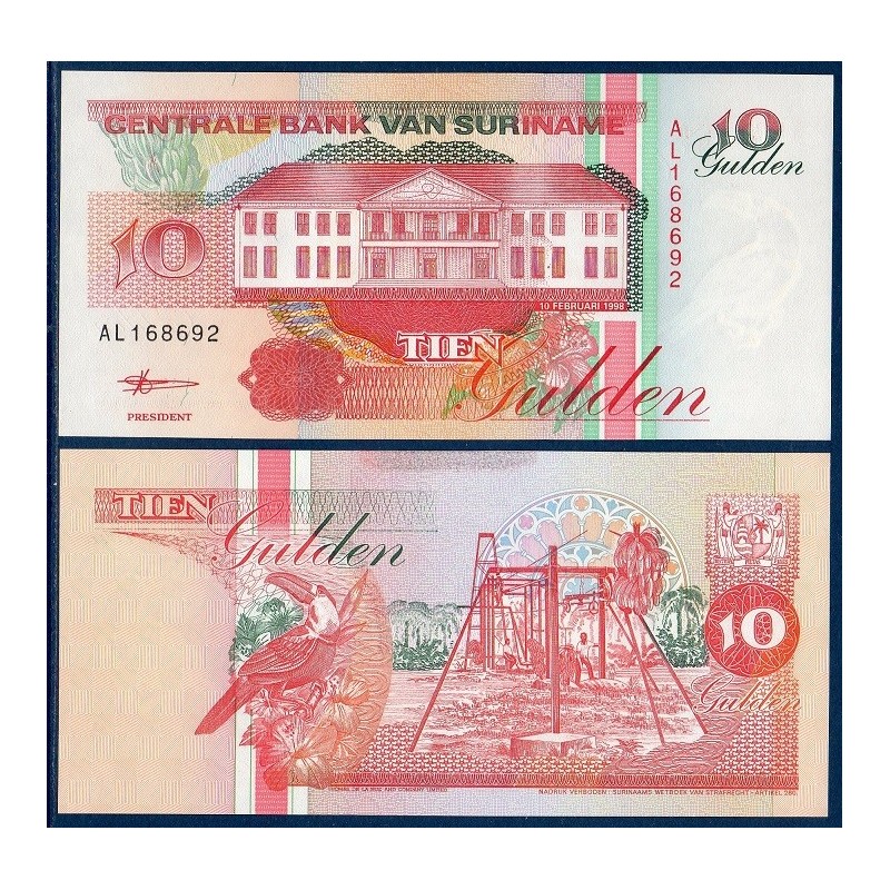 Suriname Pick N°137b, Billet de banque de 10 Gulden 1995-1998