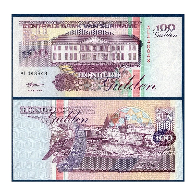 Suriname Pick N°139b, Billet de banque de 100 Gulden 1998