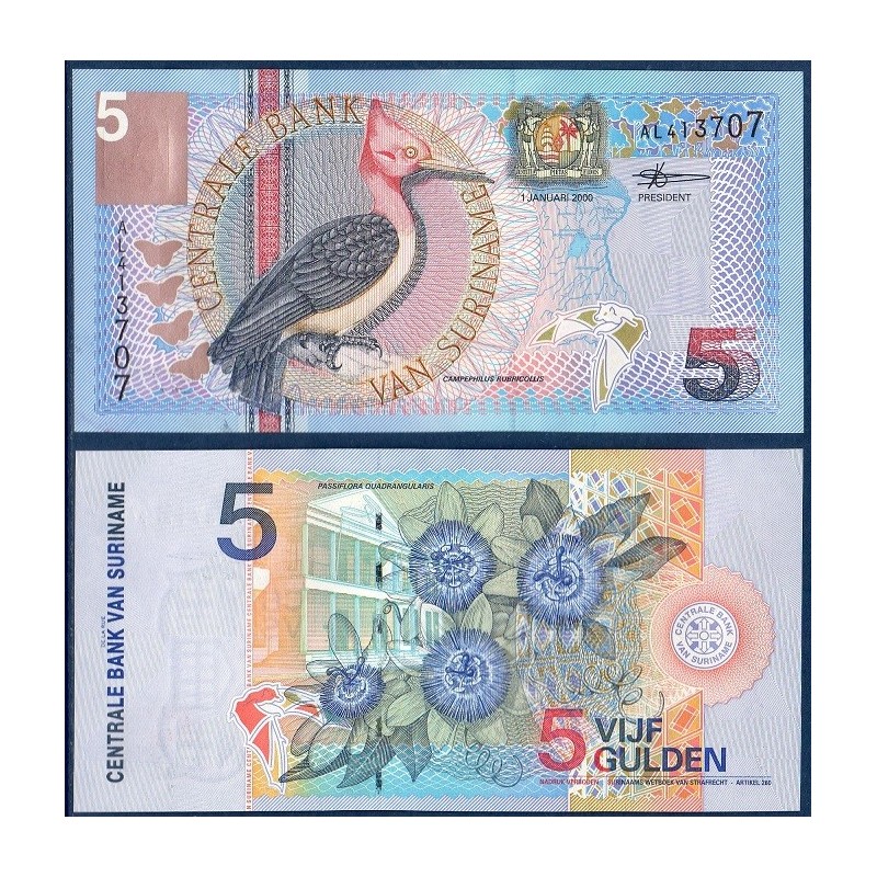 Suriname Pick N°146, Billet de banque de 5 Gulden 2000
