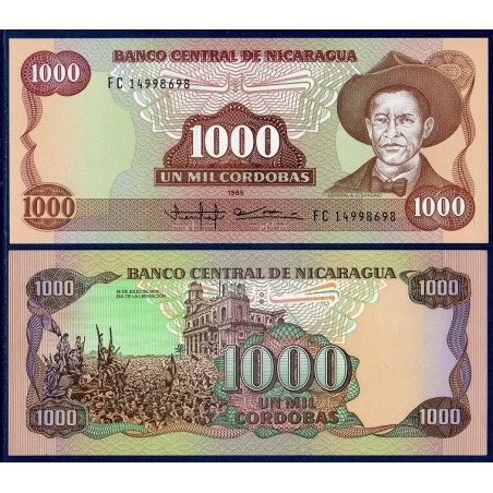 Nicaragua Pick N°156b, Billet de Banque de 1000 Cordobas 1985