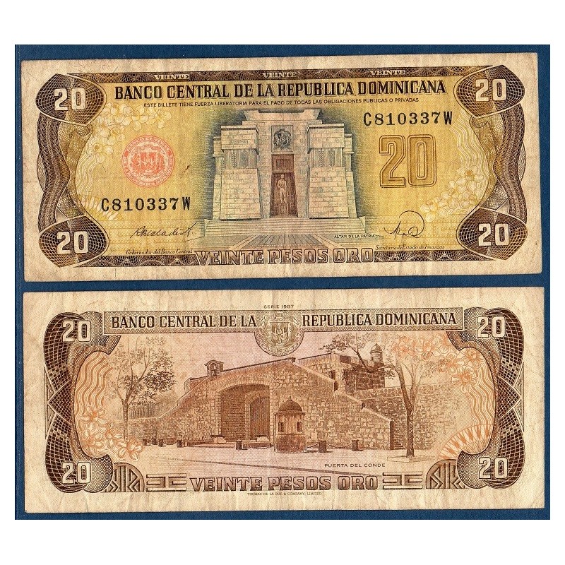 Republique Dominicaine Pick N°120c, Billet de banque de 20 Pesos oro 1985-1987