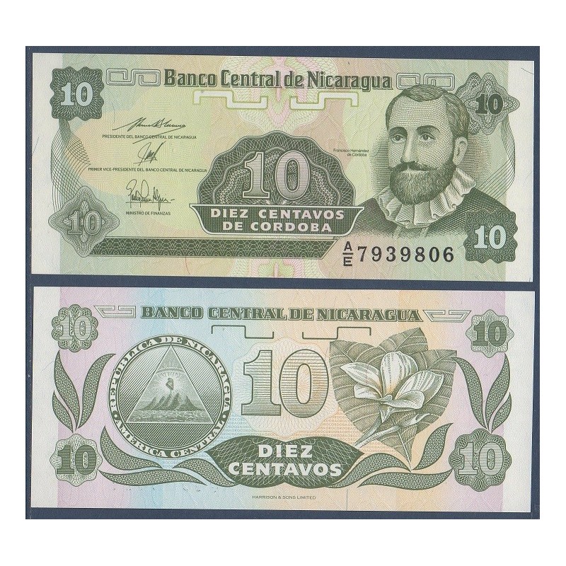 Nicaragua Pick N°169a, Billet de Banque de 10 Centavos 1991