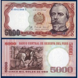 Perou Pick N°117, Billet de banque de 5000 Soles 1976-1985