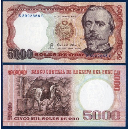 Perou Pick N°117c, Billet de banque de 5000 Soles 1985