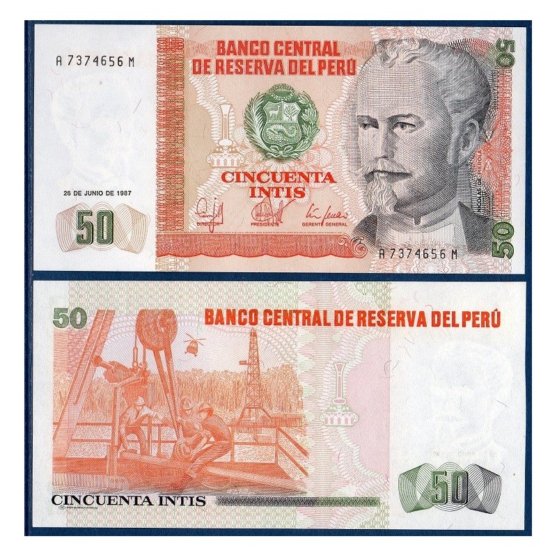 Perou Pick N°131b, Billet de banque de 50 Intis 1987