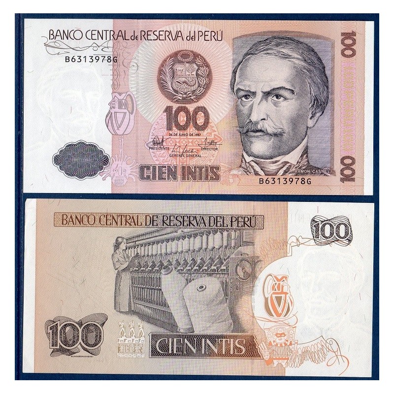 Perou Pick N°133, Billet de banque de 100 Intis 1987