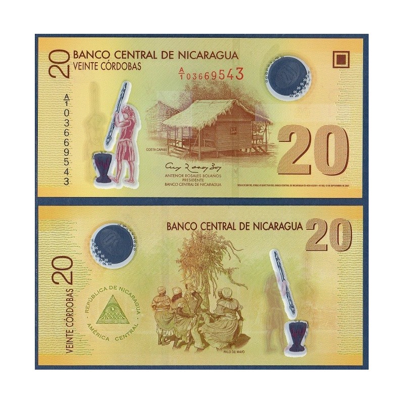 Nicaragua Pick N°202a, Billet de Banque de 20 Cordobas 2007