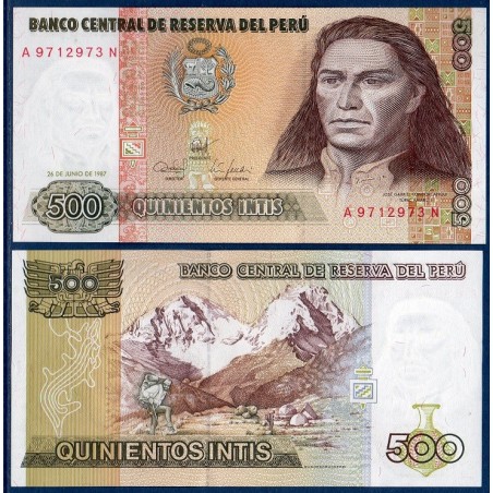 Perou Pick N°134b, Billet de banque de 500 Intis 1987