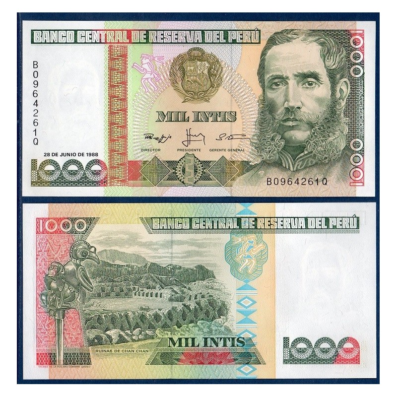 Perou Pick N°136b, Billet de banque de 1000 Intis 1987-1988