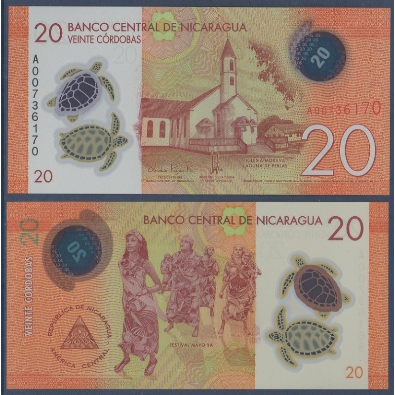 Nicaragua Pick N°210a, Billet de Banque de 20 Cordobas 2014