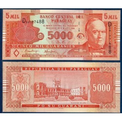 Paraguay Pick N°223, Billet de banque de 5000 Guaranies 2005-2010